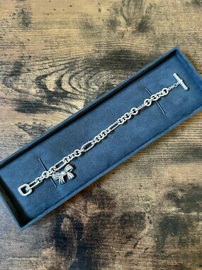 David Yurman Figaro Bracelet w/ Bow in Sterling Silver & 18K Yellow Gold - Med